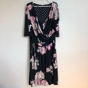 Jones New York Black Floral Print Dress